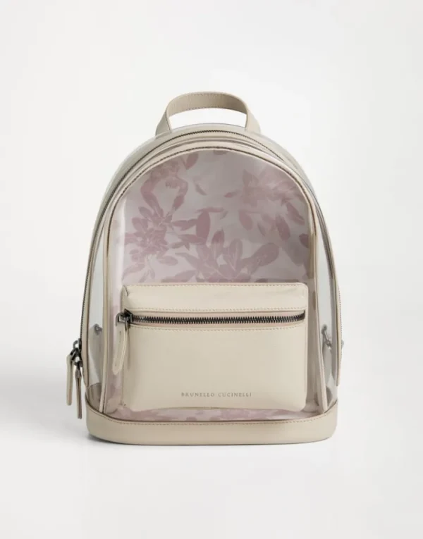 Brunello Cucinelli Rucksack aus PVC und Nappaleder mit Blumenprint und Monili | Kinder Taschen