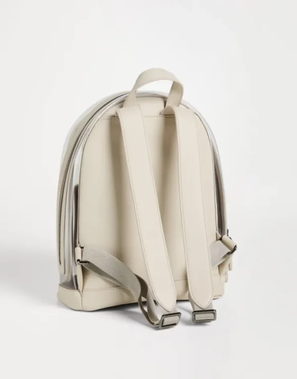 Brunello Cucinelli Rucksack aus PVC und Nappaleder mit Blumenprint und Monili | Kinder Taschen