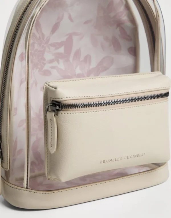 Brunello Cucinelli Rucksack aus PVC und Nappaleder mit Blumenprint und Monili | Kinder Taschen