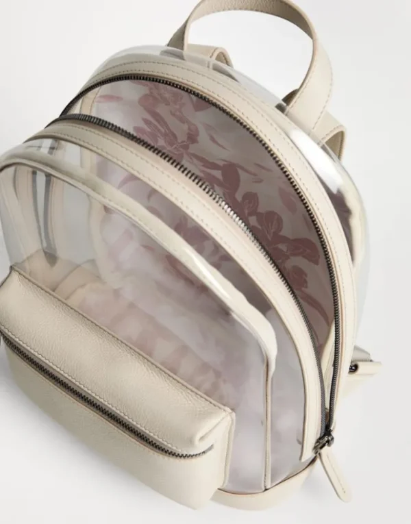 Brunello Cucinelli Rucksack aus PVC und Nappaleder mit Blumenprint und Monili | Kinder Taschen