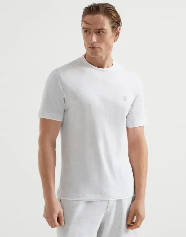 Brunello Cucinelli Rundhals-T-Shirt aus Baumwolljersey mit Logo und Faux-Layering | Herren T-shirts & Poloshirts