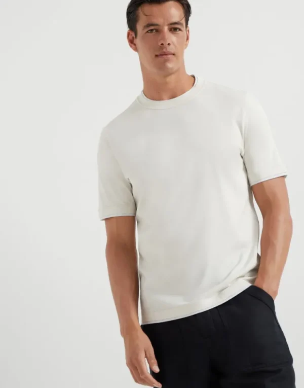 Brunello Cucinelli Rundhals-T-Shirt aus Baumwolljersey mit Faux-Layering | Herren T-shirts & Poloshirts