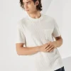 Brunello Cucinelli Rundhals-T-Shirt aus geripptem Jersey in Leinen und Baumwolle mit Brusttasche | Herren T-shirts & Poloshirts