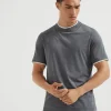 Brunello Cucinelli Rundhals-T-Shirt aus Jersey in Seide und Baumwolle mit Faux-Layering | Herren T-shirts & Poloshirts