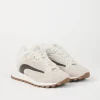 Brunello Cucinelli Runners aus Veloursleder mit Futter aus Shearling und Precious Stripe | Damen Sneakers