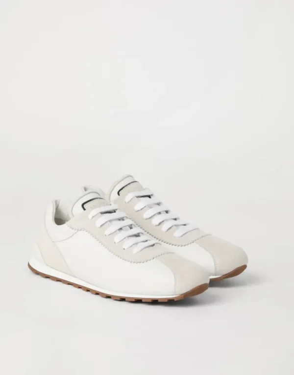 Brunello Cucinelli Runners aus Veloursleder und Kalbsleder mit Monili | Damen Sneakers