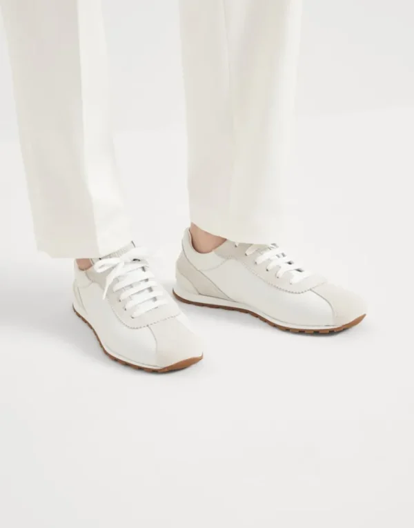 Brunello Cucinelli Runners aus Veloursleder und Kalbsleder mit Monili | Damen Sneakers