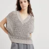 Brunello Cucinelli Rustic Dazzling Net-Pullover aus Seide und Leinen | Damen Strickwaren