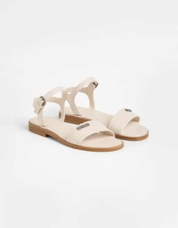 Brunello Cucinelli Sandalen aus Nappaleder mit Monili | Kinder Schuhe