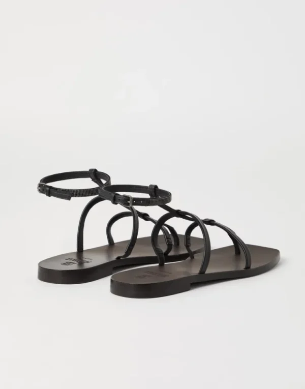 Brunello Cucinelli Sandalen aus Nappaleder mit Precious Strap | Damen Sandalen | Event-dressing