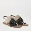 Brunello Cucinelli Sandalen aus Veloursleder mit Precious Tassels | Damen Sandalen