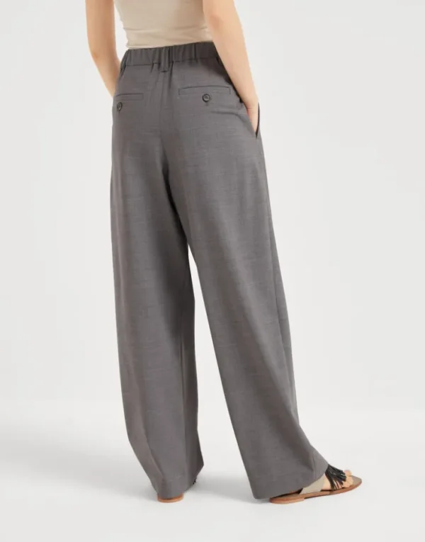 Brunello Cucinelli Sartorial Baggy-Hose aus Tropical Luxury-Wolle mit Monili | Damen Hosen