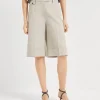 Brunello Cucinelli Sartorial Long-Bermuda aus Baumwollcover und Leinen mit Monili | Damen Hosen