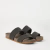 Brunello Cucinelli Slides aus Veloursleder mit Precious Straps | Damen Sandalen