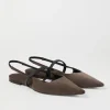 Brunello Cucinelli Slingback-Flats aus Veloursleder mit Shiny Strap | Damen Sandalen