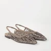 Brunello Cucinelli Slingback-Flats aus Veloursleder mit Glistening Abstract Embroidery | Damen Sandalen