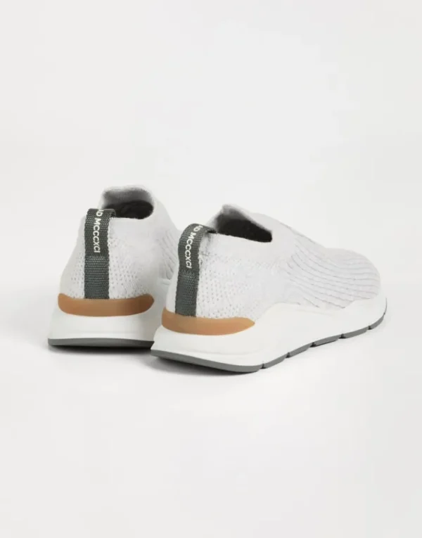 Brunello Cucinelli Slip-on Runners aus Techno-Baumwolle in Rippenstrick mit gesticktem Logo | Kinder Schuhe