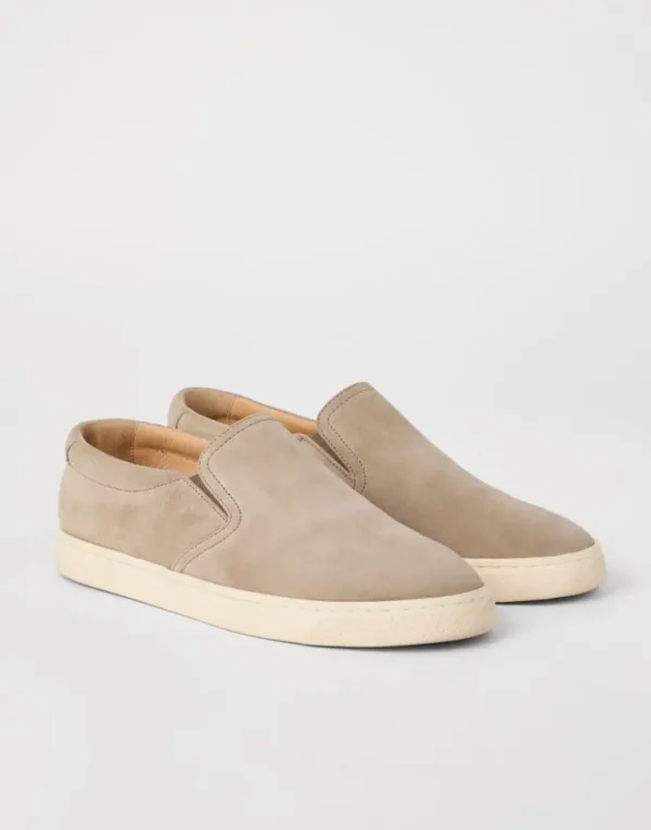 Brunello Cucinelli Slip-Ons aus gewaschenem Veloursleder | Herren Mokassins