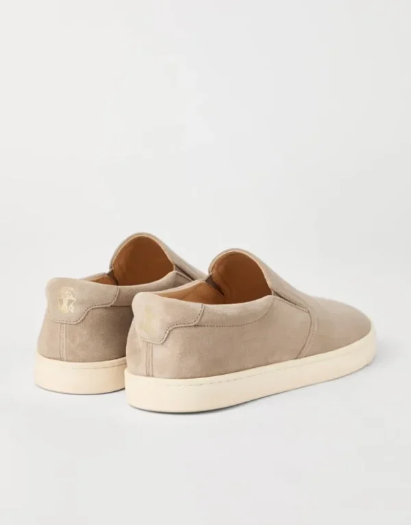 Brunello Cucinelli Slip-Ons aus gewaschenem Veloursleder | Herren Mokassins