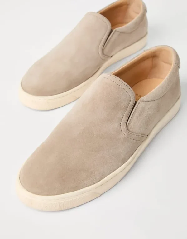 Brunello Cucinelli Slip-Ons aus gewaschenem Veloursleder | Herren Mokassins