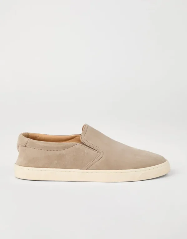 Brunello Cucinelli Slip-Ons aus gewaschenem Veloursleder | Herren Mokassins