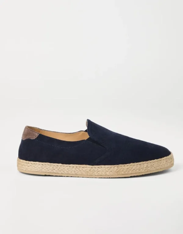 Brunello Cucinelli Slip-Ons aus gewaschenem Veloursleder mit Besatz aus Kordel | Herren Mokassins