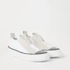 Brunello Cucinelli Slip-on-Sneakers aus Strick und Veloursleder mit Precious Toe | Damen Sneakers