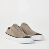 Brunello Cucinelli Slip-on-Sneakers aus Veloursleder mit Precious Toe | Damen Sneakers