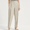 Brunello Cucinelli Slouchy-Hose aus Fluid-Twill in Viskose und Leinen mit Monili | Damen Hosen