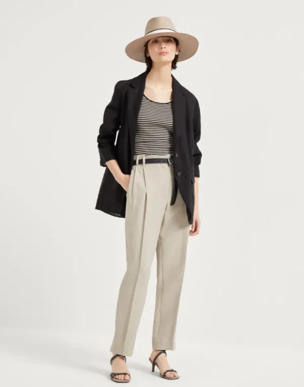 Brunello Cucinelli Slouchy-Hose aus Fluid-Twill in Viskose und Leinen mit Monili | Damen Hosen