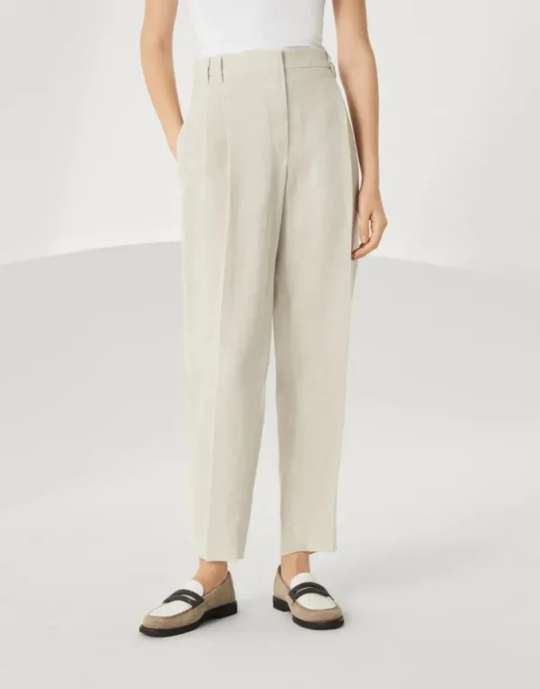 Brunello Cucinelli Slouchy-Hose aus Sparkling-Leinencanvas mit Monili | Damen Hosen