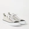 Brunello Cucinelli Sneakers aus Baumwollstrick und Veloursleder mit Precious Toe | Damen Sneakers