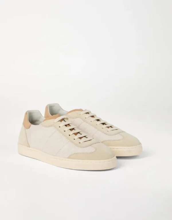 Brunello Cucinelli Sneakers aus Baumwollstrick, gewaschenem Veloursleder und Soft-Kalbsleder | Herren Sneakers