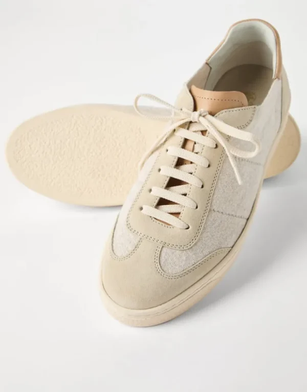 Brunello Cucinelli Sneakers aus Baumwollstrick, gewaschenem Veloursleder und Soft-Kalbsleder | Herren Sneakers