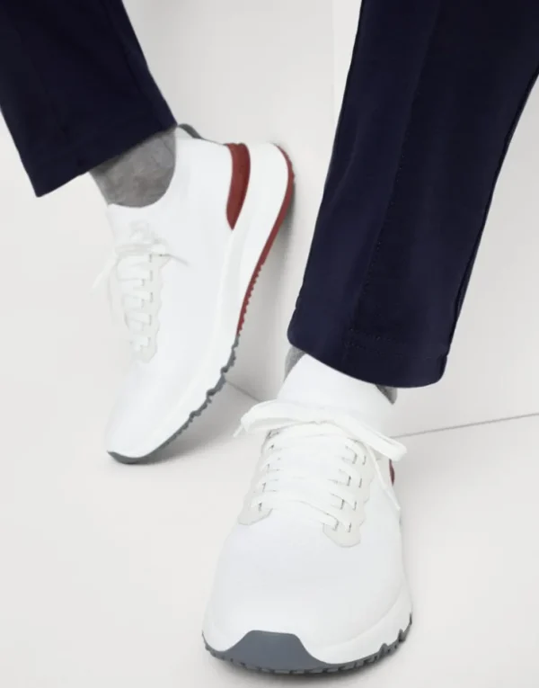 Brunello Cucinelli Sneakers aus Baumwollstrick und halbglänzendem Kalbsleder | Herren Sneakers