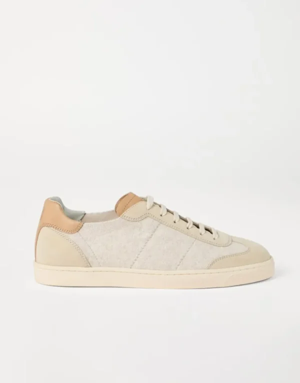 Brunello Cucinelli Sneakers aus Baumwollstrick, gewaschenem Veloursleder und Soft-Kalbsleder | Herren Sneakers