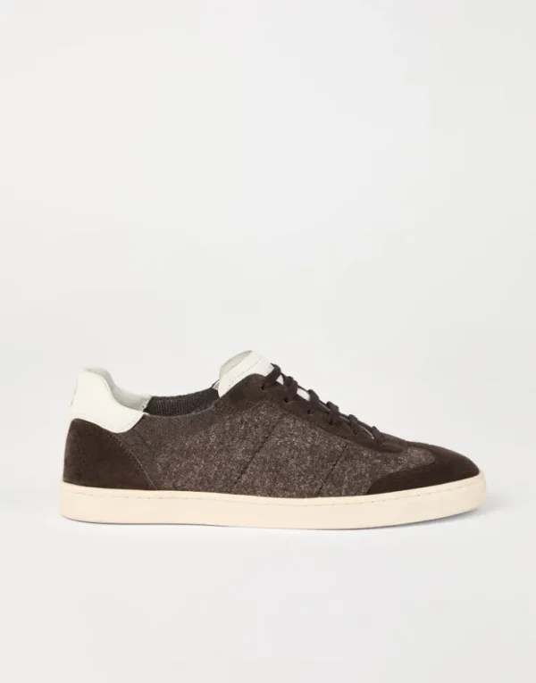 Brunello Cucinelli Sneakers aus Baumwollstrick, gewaschenem Veloursleder und Soft-Kalbsleder | Herren Sneakers