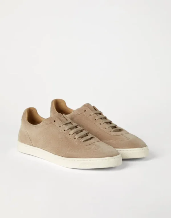 Brunello Cucinelli Sneakers aus gewaschenem Veloursleder mit Latexsohle | Herren Sneakers