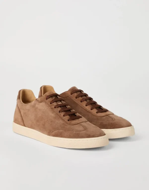 Brunello Cucinelli Sneakers aus gewaschenem Veloursleder mit Latexsohle | Herren Sneakers