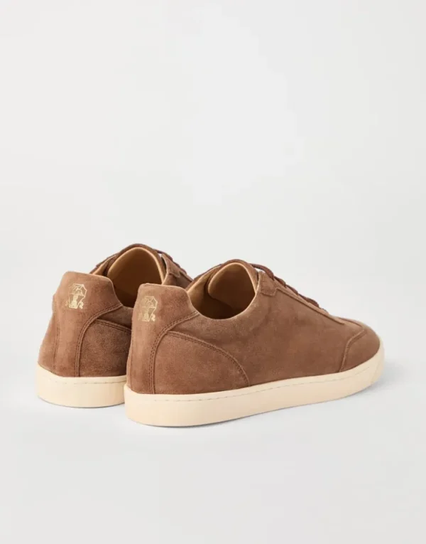 Brunello Cucinelli Sneakers aus gewaschenem Veloursleder mit Latexsohle | Herren Sneakers