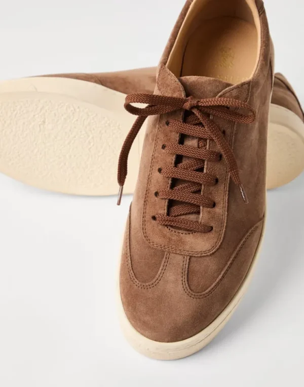 Brunello Cucinelli Sneakers aus gewaschenem Veloursleder mit Latexsohle | Herren Sneakers