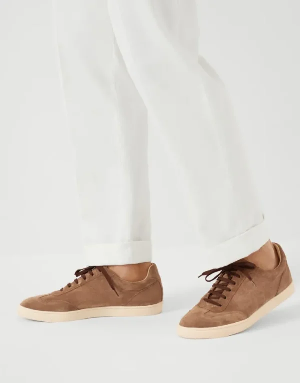 Brunello Cucinelli Sneakers aus gewaschenem Veloursleder mit Latexsohle | Herren Sneakers