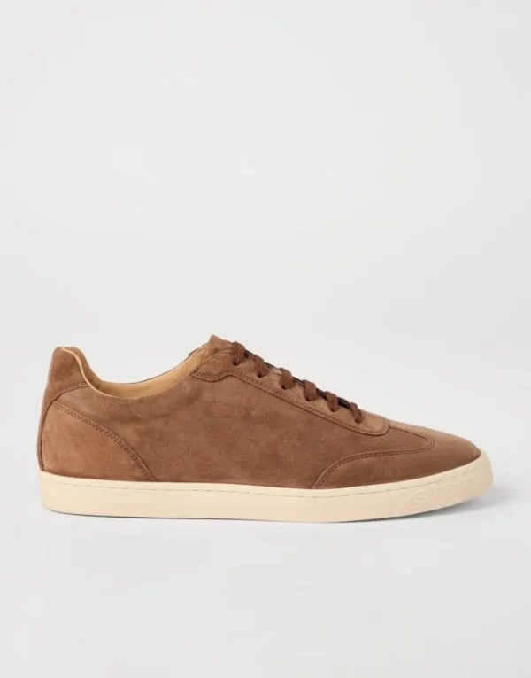 Brunello Cucinelli Sneakers aus gewaschenem Veloursleder mit Latexsohle | Herren Sneakers