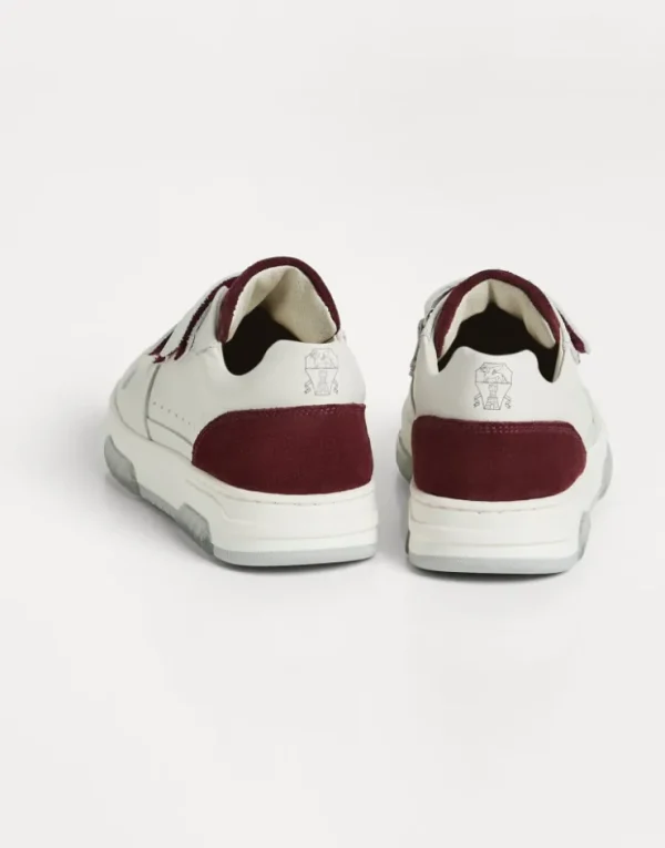 Brunello Cucinelli Sneakers aus Kalbsleder und Veloursleder mit Klettverschluss | Kinder Schuhe