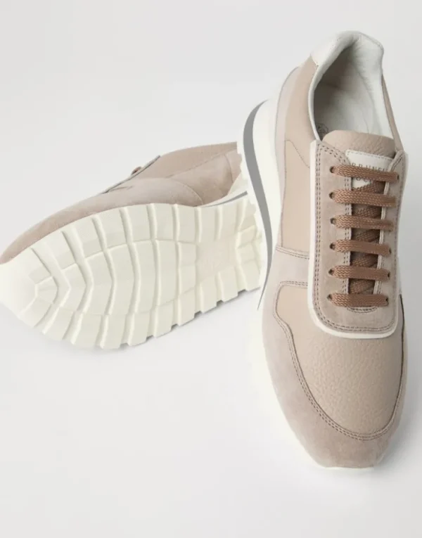 Brunello Cucinelli Sneakers aus Kalbsleder und gewaschenem Veloursleder | Herren Sneakers