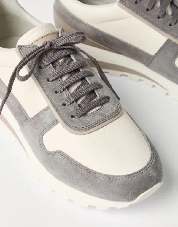 Brunello Cucinelli Sneakers aus Kalbsleder und gewaschenem Veloursleder | Herren Sneakers