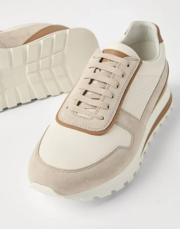 Brunello Cucinelli Sneakers aus Kalbsleder und gewaschenem Veloursleder | Herren Sneakers