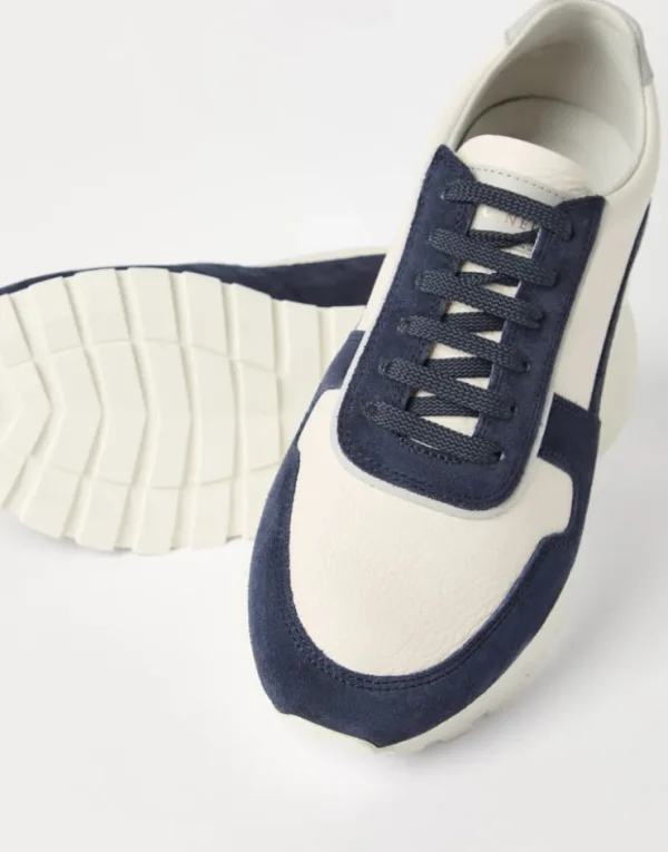 Brunello Cucinelli Sneakers aus Kalbsleder und gewaschenem Veloursleder | Herren Sneakers