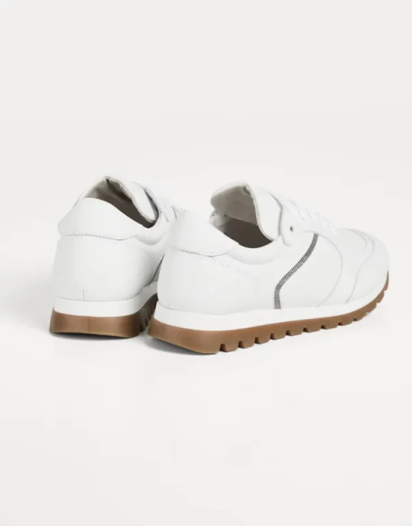 Brunello Cucinelli Sneakers aus mattem Kalbsleder mit Monili | Kinder Schuhe