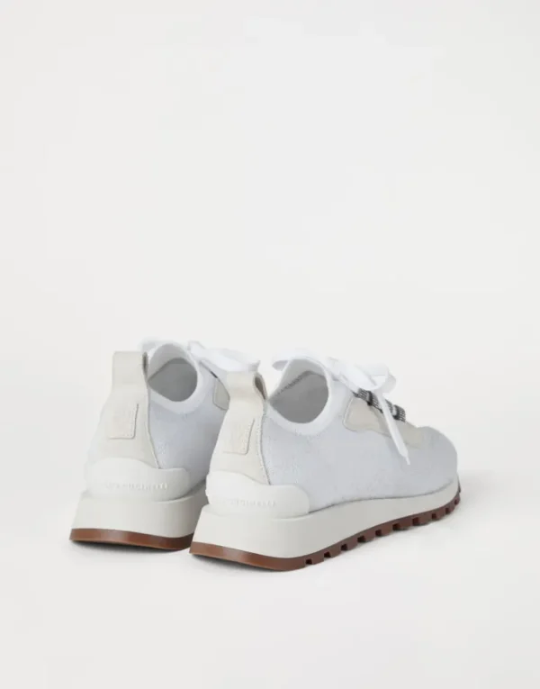 Brunello Cucinelli Sneakers aus Sparkling-Baumwollstrick mit Shiny Eyelets | Damen Sneakers